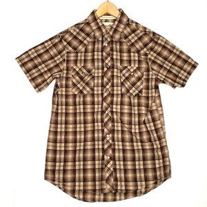 4/$25 Coastal Shirt Western Rancher Plaid Pearl Snap Buttons Short Sleeve Mens M